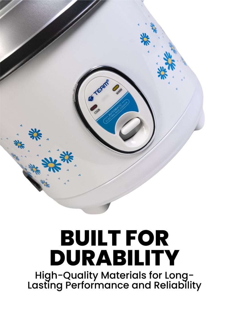 Team 1L Rice Cooker with Steamer – Non-Stick Pot, 400W Electric Cooker with Auto Warm Function, Compact Mini Rice Maker for Home,  Dorm & Travel – Includes Glass Lid & Steaming Tray – 220V - Image 4